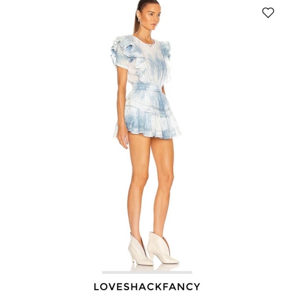 LoveShackFancy Natasha Heritage Mini Dress in Pacific Indigo Hand Dye - XS